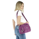 Crossbody nylon shoulder bag multiple pocket purse
