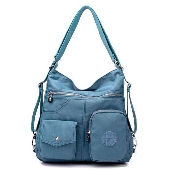 Blue gray convertible backpack purse