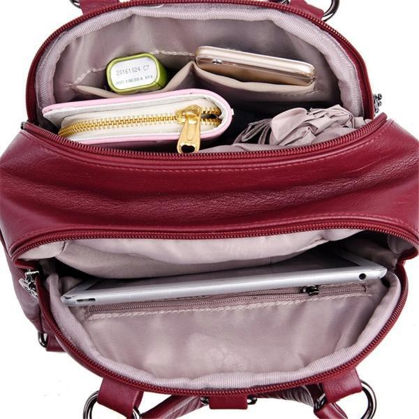 interior double compartment backpack purse