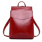 Red vegan leather backpack purse for women