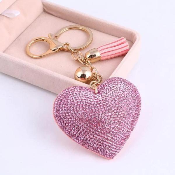Pink heart keychain