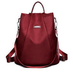 Red Nylon backpack purse convertible for women