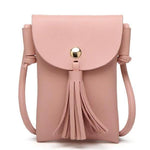 pink tassel cell phone purse