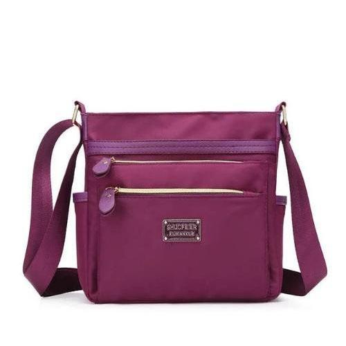 purple nylon crossbody purse women