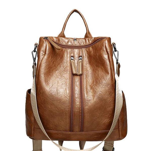 vintage leather backpack with shoulder strap Ralphany