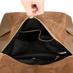 Suede backpack with large interior compartment