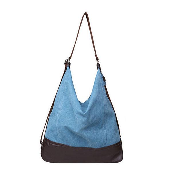 Blue large capacity tote canvas bag