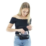 Black leather fanny pack can hold large cell phone