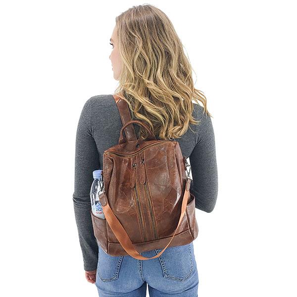 Convertible backpack leather for women