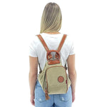 Convertible crossbody canvas backpack women