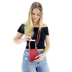 Red cell phone crossbody purse can hold large phone