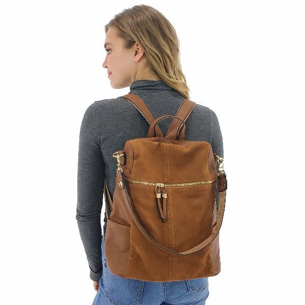 Suede backpack for women