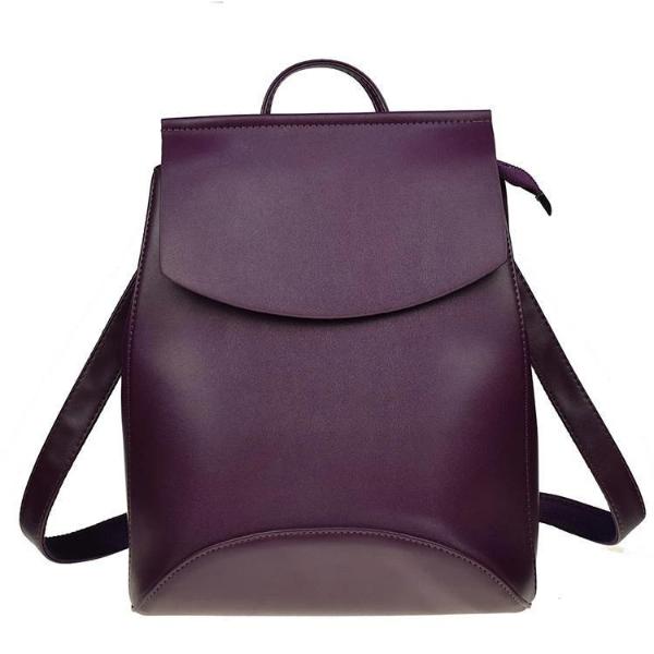 Purple vegan leather backpack purse for women