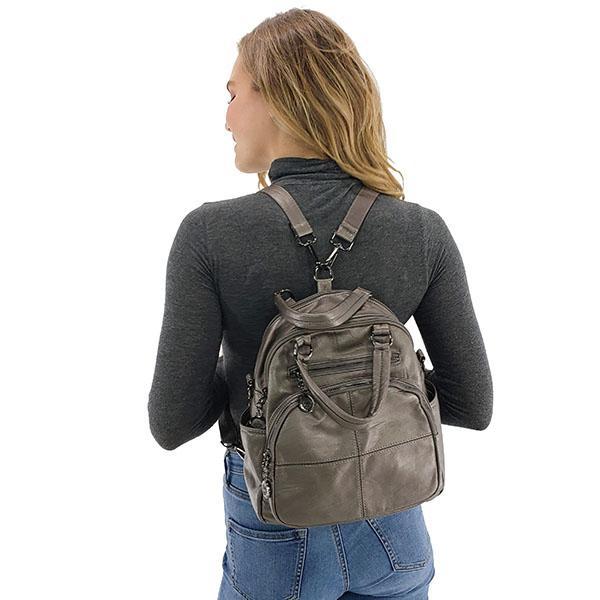 Vegan leather convertible backpack purse leather