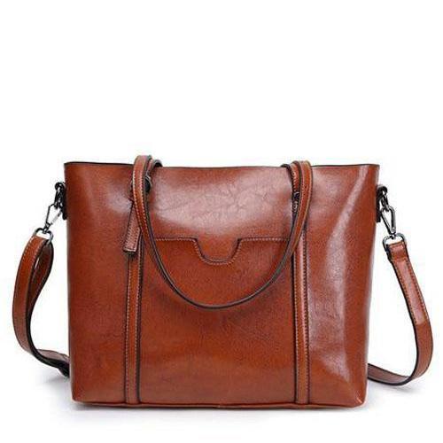 brown leather tote with zipper