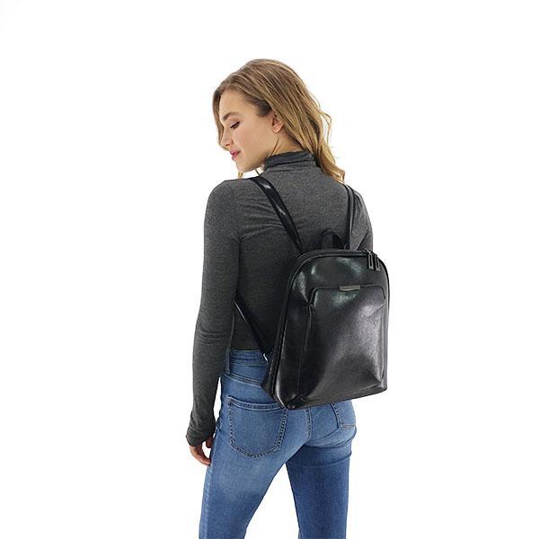 Leather backpack purse black