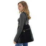 black leather and suede backpack