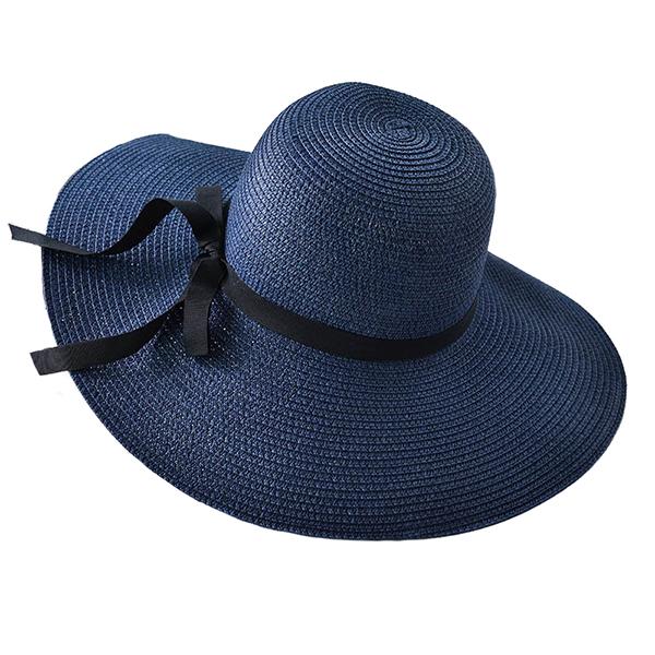 Blue Wide brim straw hat for womens
