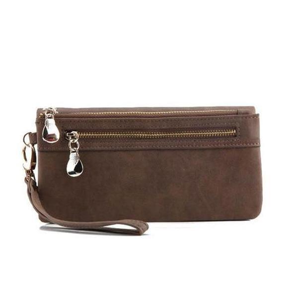 Brown wallets for women with wristlet
