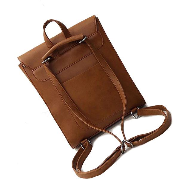 brown backpack with convertible straps