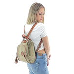canvas women backpack purse convertible khaki