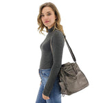 Convertible backpack shoulder bag gray leather