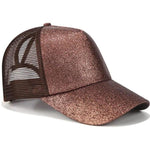 Brown ponytail baseball cap with glitter