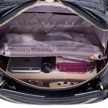 two zipper compartment handbags