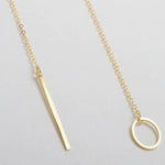 Gold necklace bar with circle