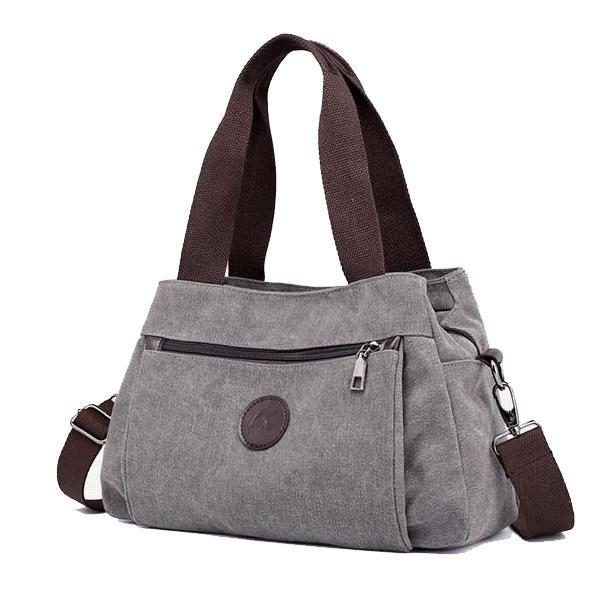 Grey canvas handbag