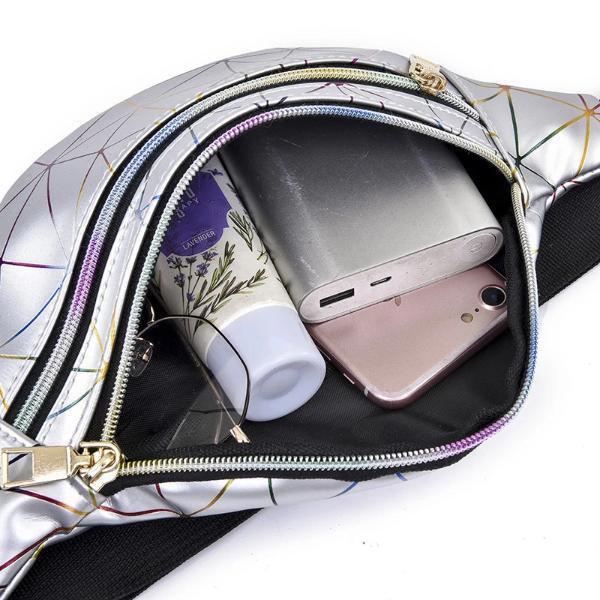 holographic fanny pack with double zipper pocket