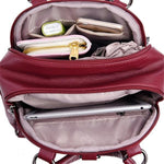 interior double compartment backpack purse