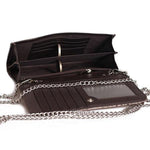 wallet purse with chain shoulder strap and cards slots