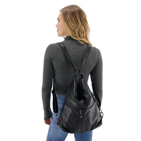 Leather convertible backpack purse