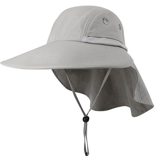 Light gray sun hats for women with neck flap