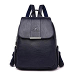 Blue cute leather backpack for women