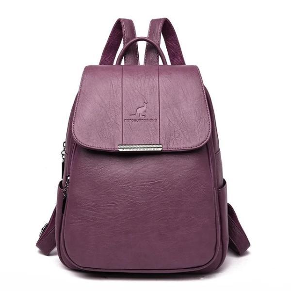 Purple cute leather backpack for women