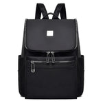 Black backpack with large top opening for women