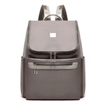 Grey backpack with large top opening for women