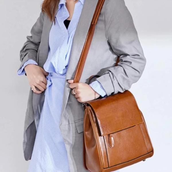 Brown leather convertible backpack handbag
