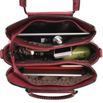 Red purse with lots of compartments