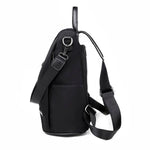 Convertible nylon backpack purse anti theft with side bottle compartment
