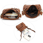 Scarlett, Impressive leather Crossbody Bag interior compartment with accessories 