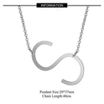 Silver Large S side pendant initial Necklace