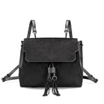 Black backpack purse with tassels