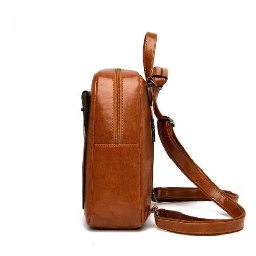 Brown leather vintage backpack 
