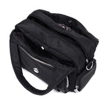 Nylon triple pocket crossbody shoulder bag