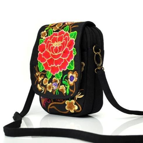 Rose flower ethnic small bag