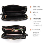 Multiple comportment black leather wallet