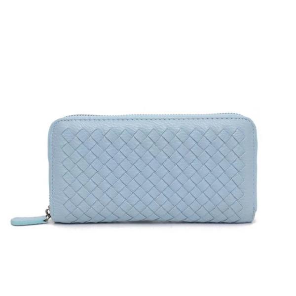 Sky blue leather wallets for women
